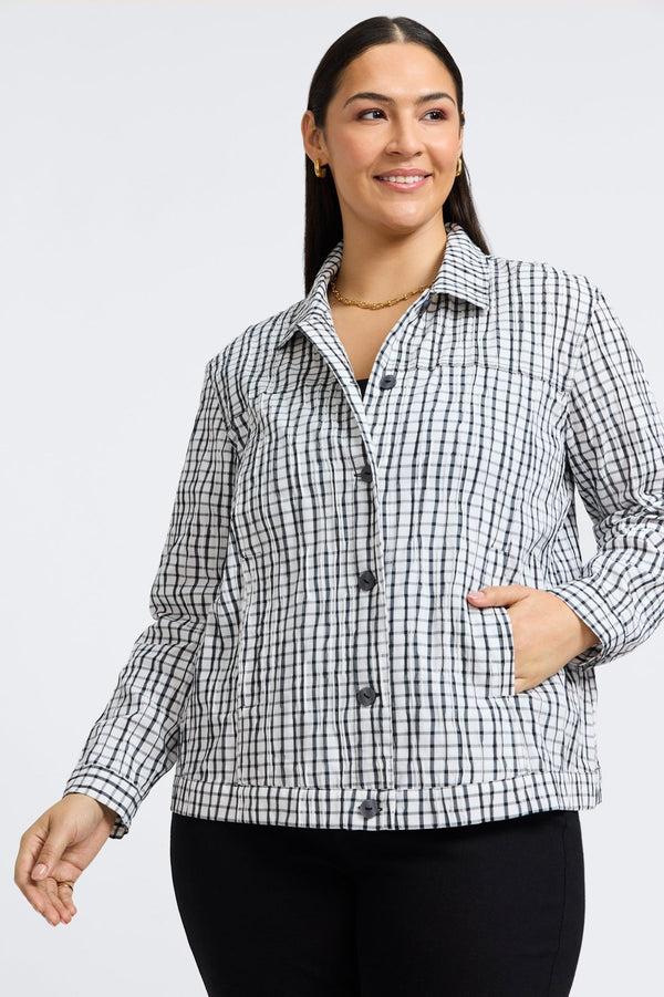 foxcroft Thelma Plus Crinkle Long Sleeve Jean Jacket