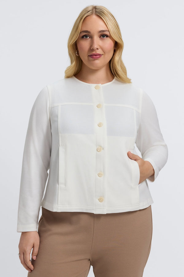 Foxcroft Valerie Plus Knit Crepe Long Sleeve Jacket