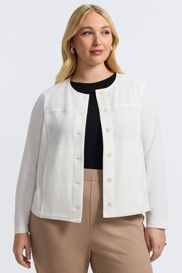Foxcroft Valerie Plus Knit Crepe Long Sleeve Jacket