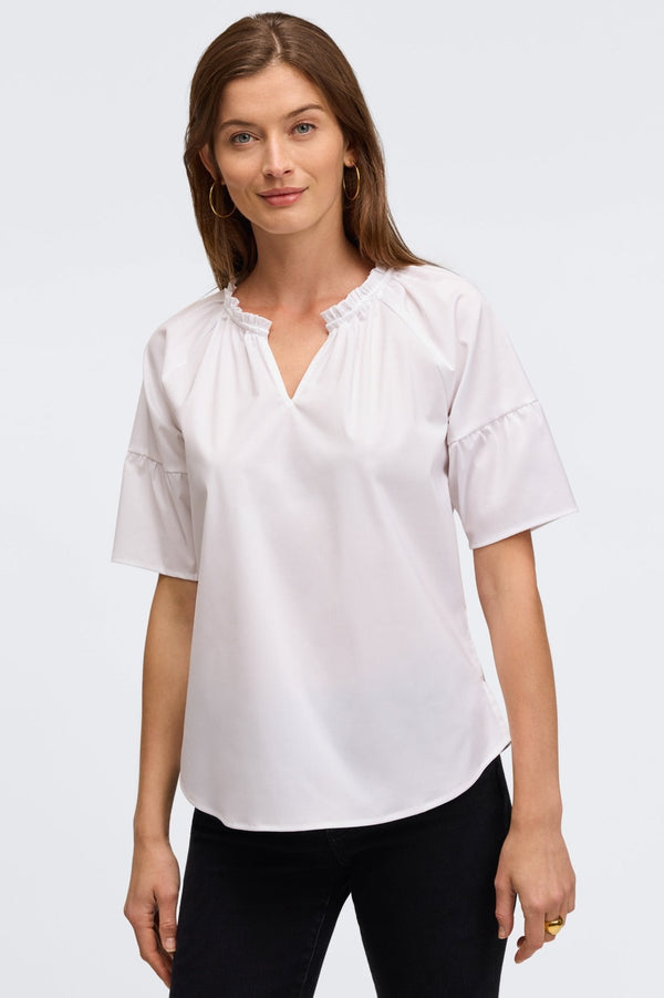 Foxcroft Vicky No Iron Stretch Elbow Sleeve Popover Shirt
