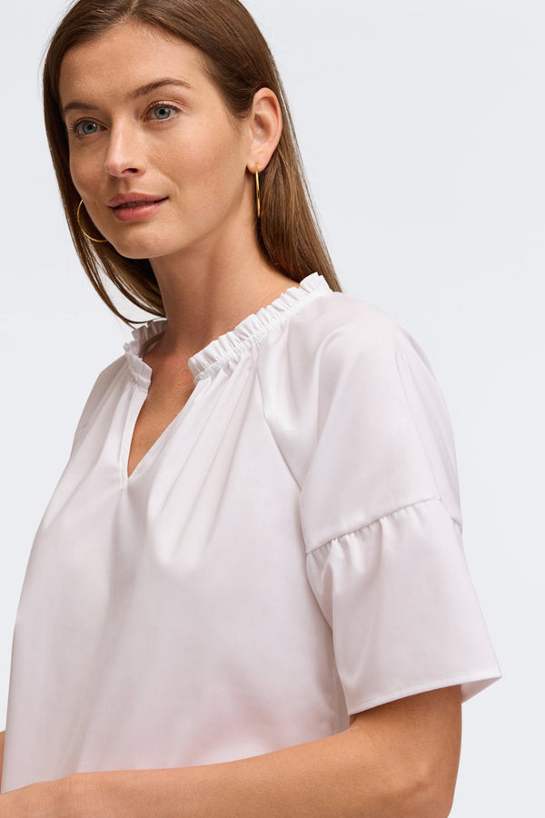 Foxcroft Vicky No Iron Stretch Elbow Sleeve Popover Shirt