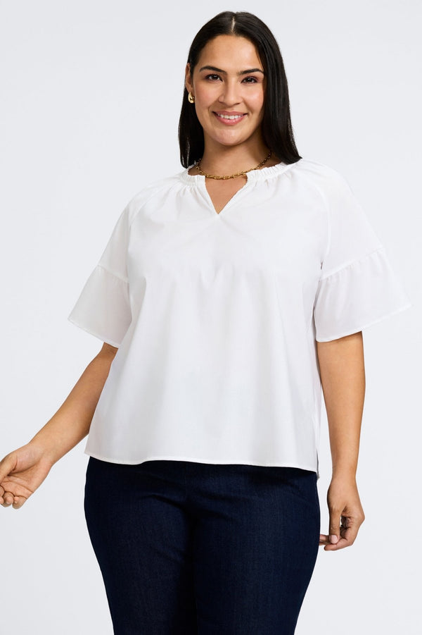 foxcroft Vicky Plus No Iron Stretch Elbow Sleeve Popover Shirt