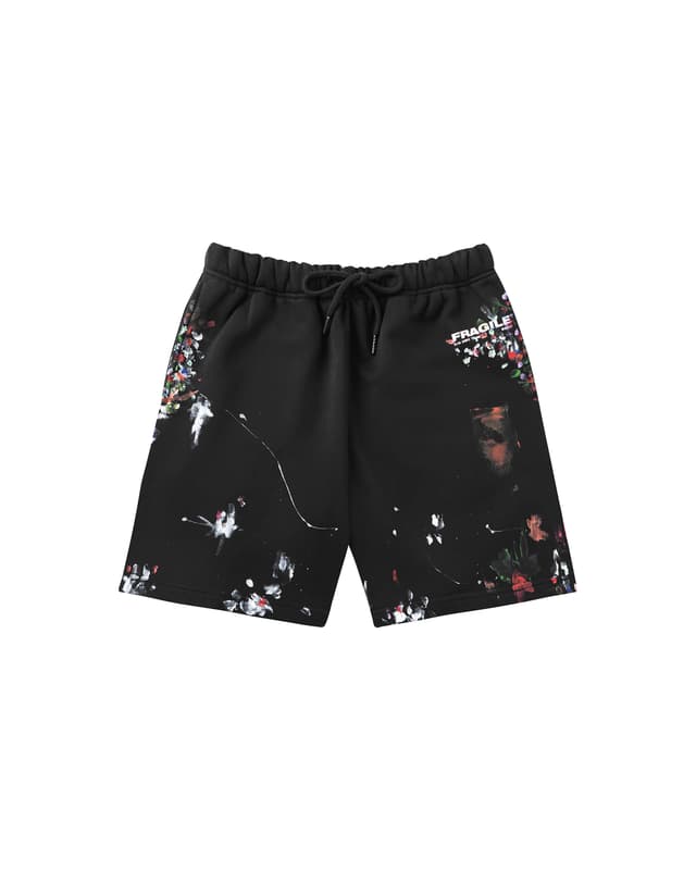 Fragile Black Paint Splatter Sweatshorts