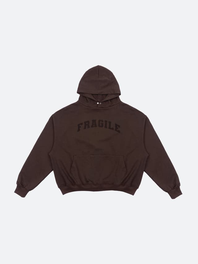 fragile Chocolate Brown Logo Hoodie