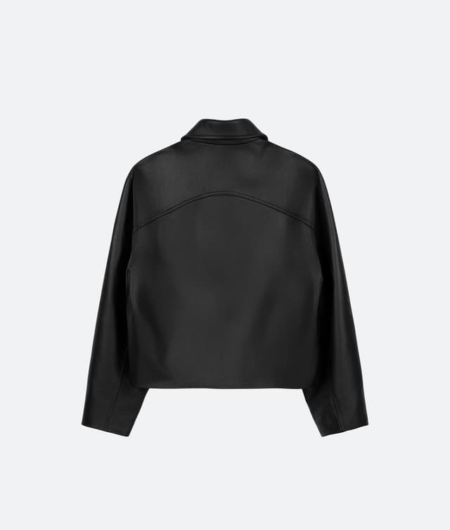 Fragile FRAGILE® Black Cropped Leather Jacket