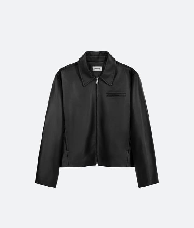 fragile FRAGILE® Black Cropped Leather Jacket