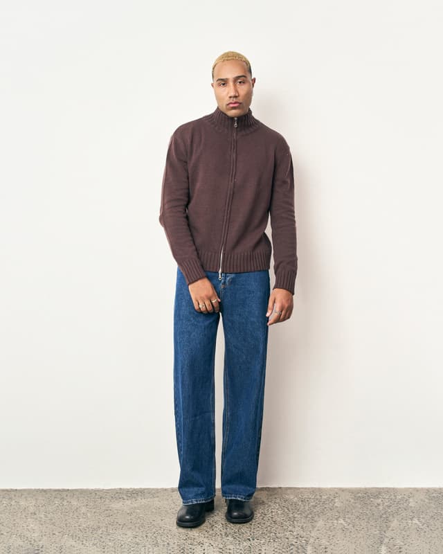 Fragile FRAGILE® Chocolate Knit Zip-Up Sweater