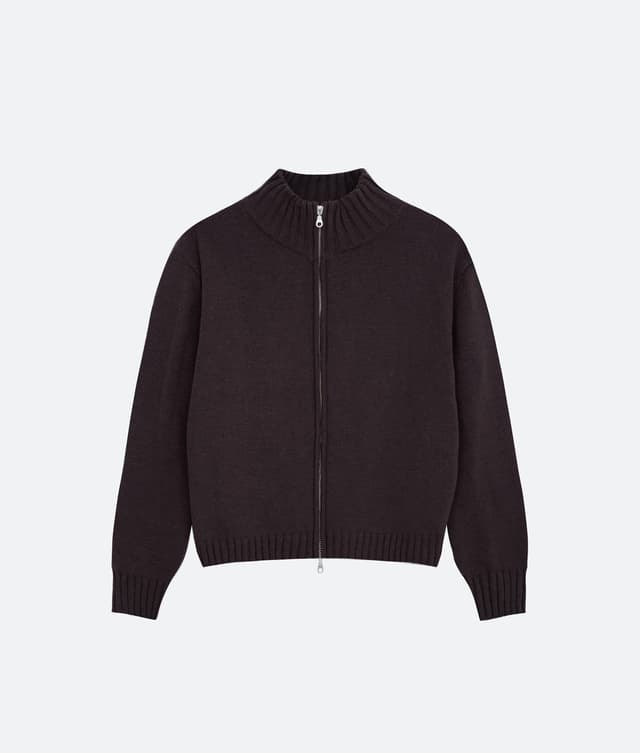 fragile FRAGILE® Chocolate Knit Zip-Up Sweater