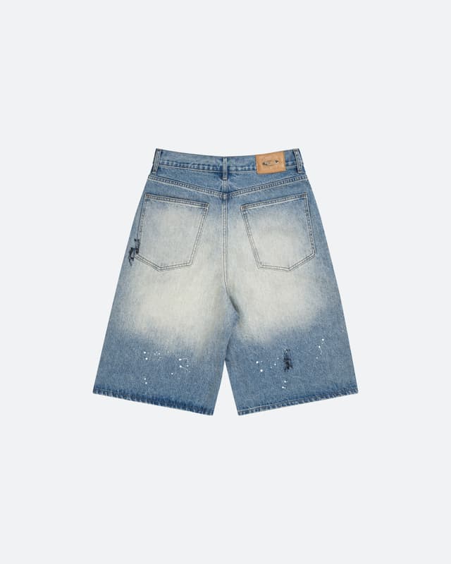 fragile FRAGILE® Dirty Mid Blue Baggy Shorts