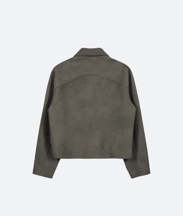 Fragile FRAGILE® Gray Cropped Leather Jacket