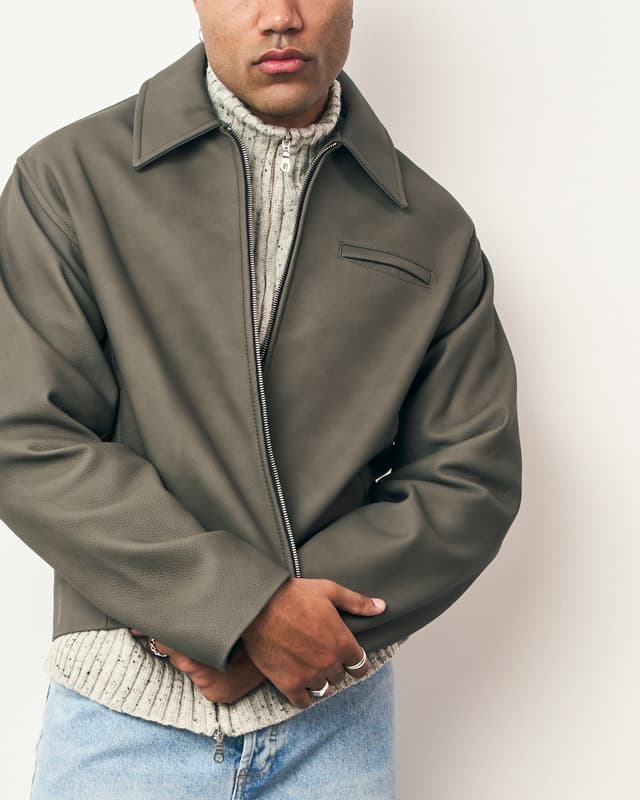 Fragile FRAGILE® Gray Cropped Leather Jacket