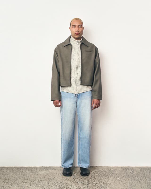 Fragile FRAGILE® Gray Cropped Leather Jacket