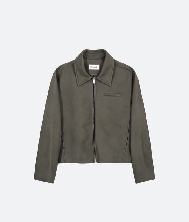 fragile FRAGILE® Gray Cropped Leather Jacket