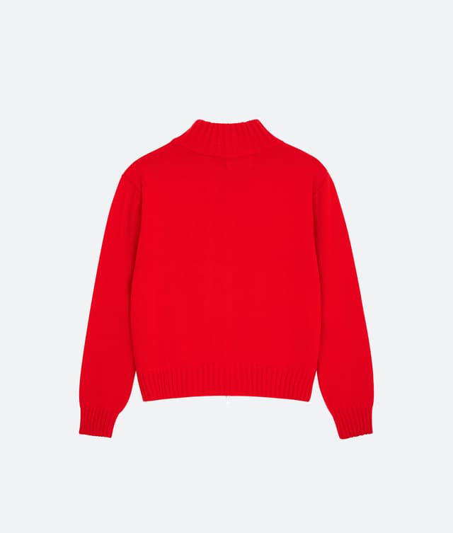 Fragile FRAGILE® Red Knit Zip-Up Sweater