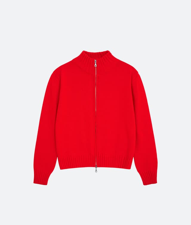 fragile FRAGILE® Red Knit Zip-Up Sweater