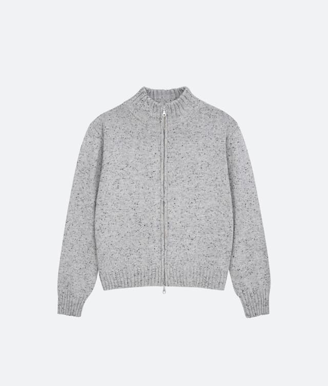 Fragile FRAGILE® Speckled Knit Zip-Up Sweater