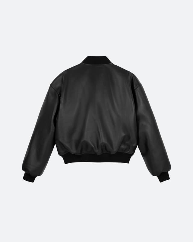 Fragile FRAGILE® Black Cropped Leather Bomber Jacket