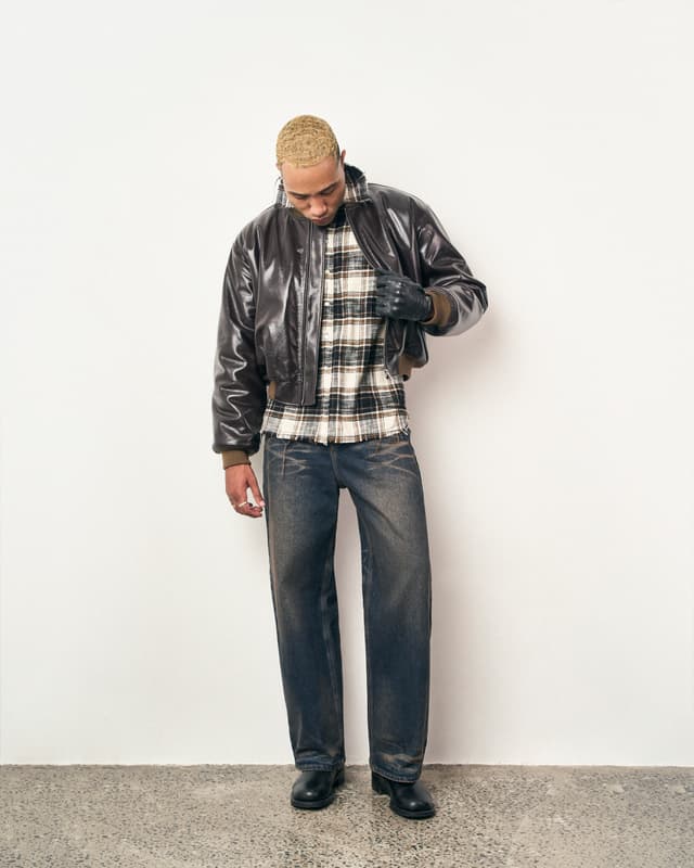 Fragile FRAGILE® Brown Cropped Leather Bomber Jacket