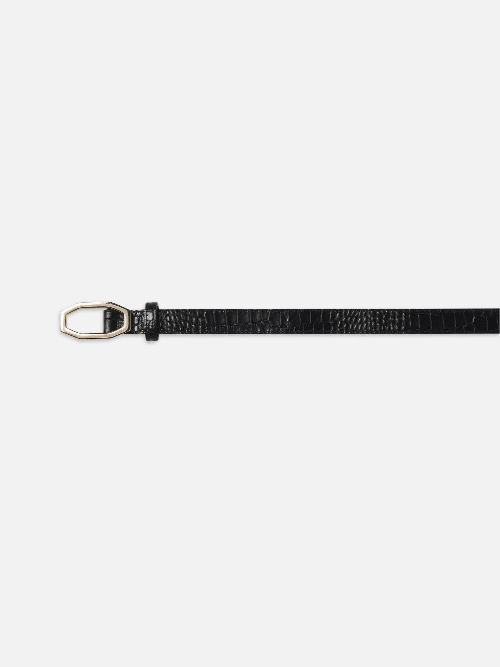 Frame Angular Buckle Belt In Black Croc