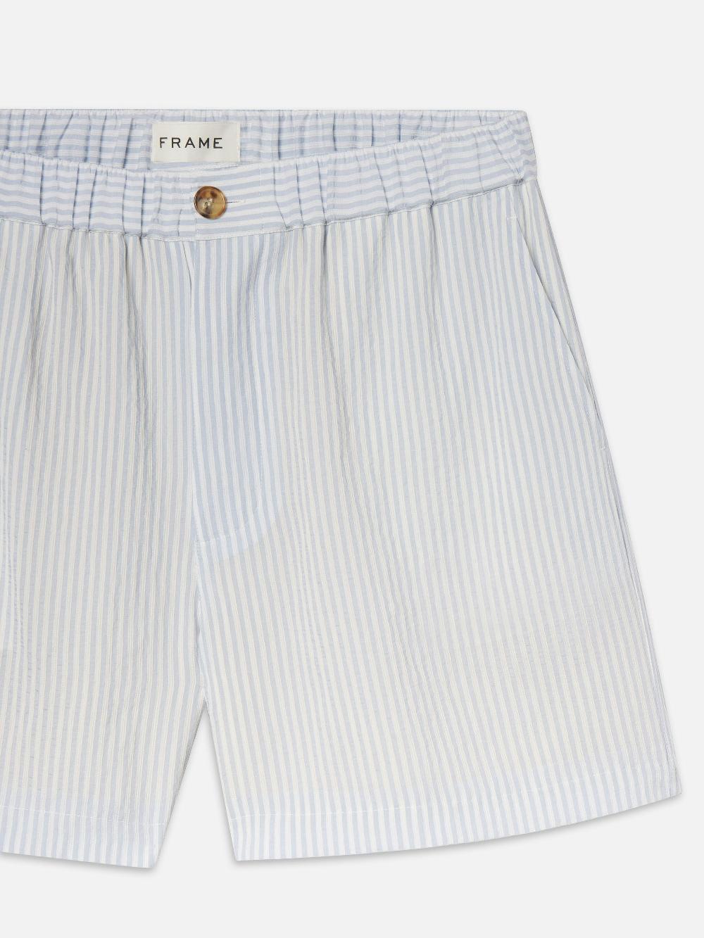 Frame Blue Striped Shorts In Blue Stripe