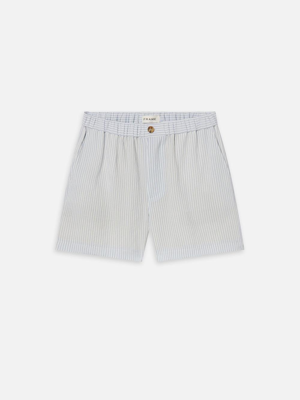 frame Blue Striped Shorts in Blue Stripe