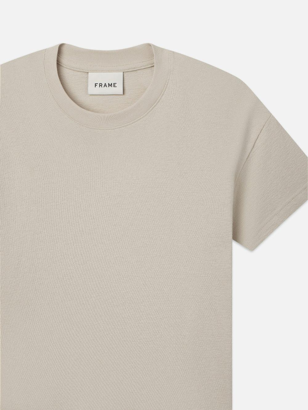 Frame Boxy Textured Tee In Off White