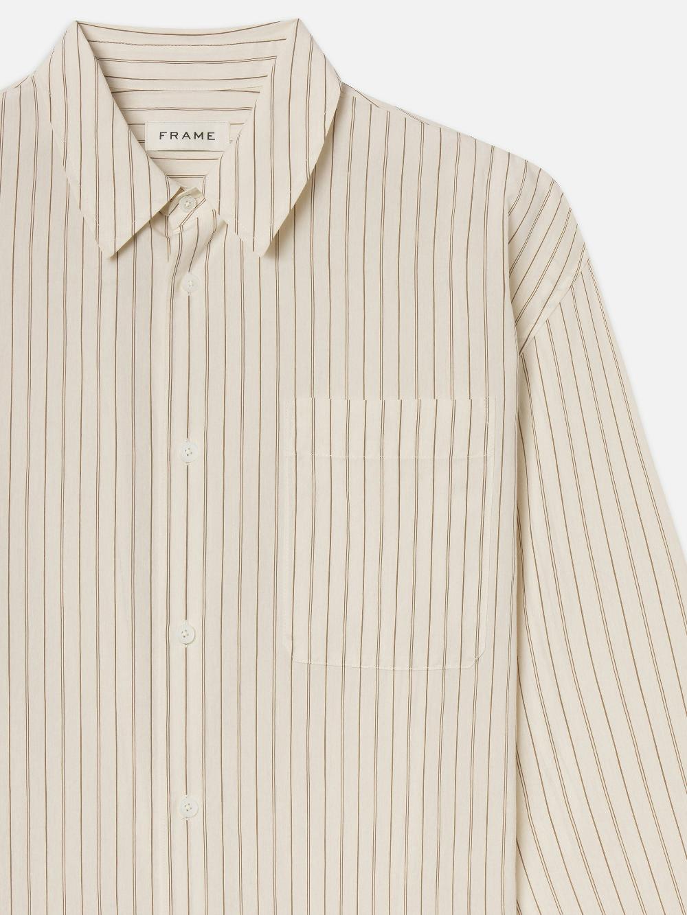 Frame Brown Striped Shirt In Brown Stripe