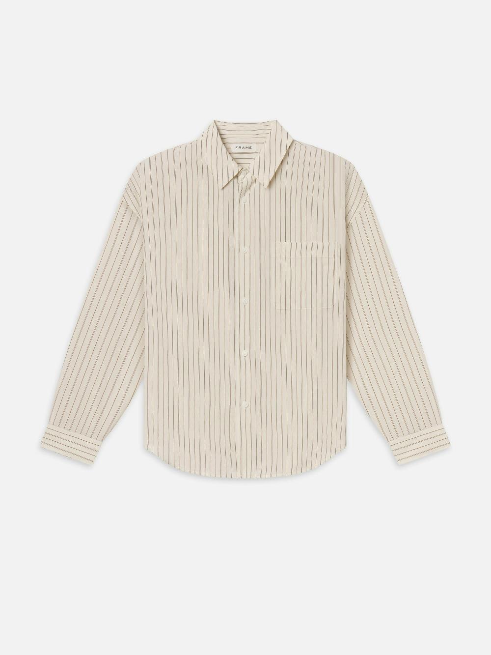 frame Brown Striped Shirt in Brown Stripe