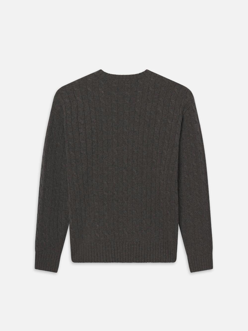 Frame Cable Cashmere Crewneck In Charcoal