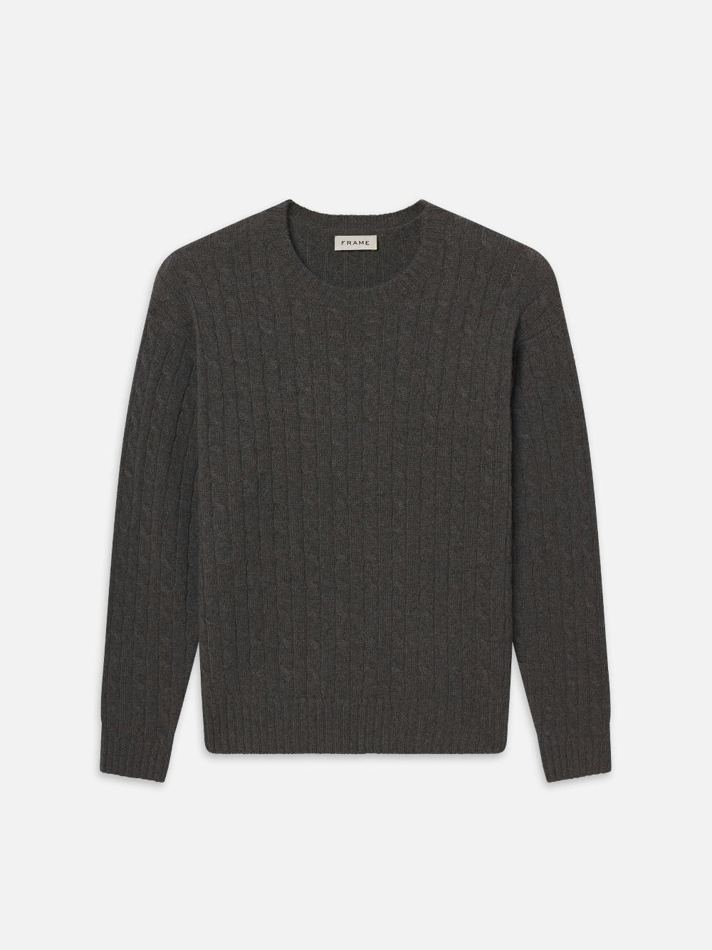frame Cable Cashmere Crewneck in Charcoal