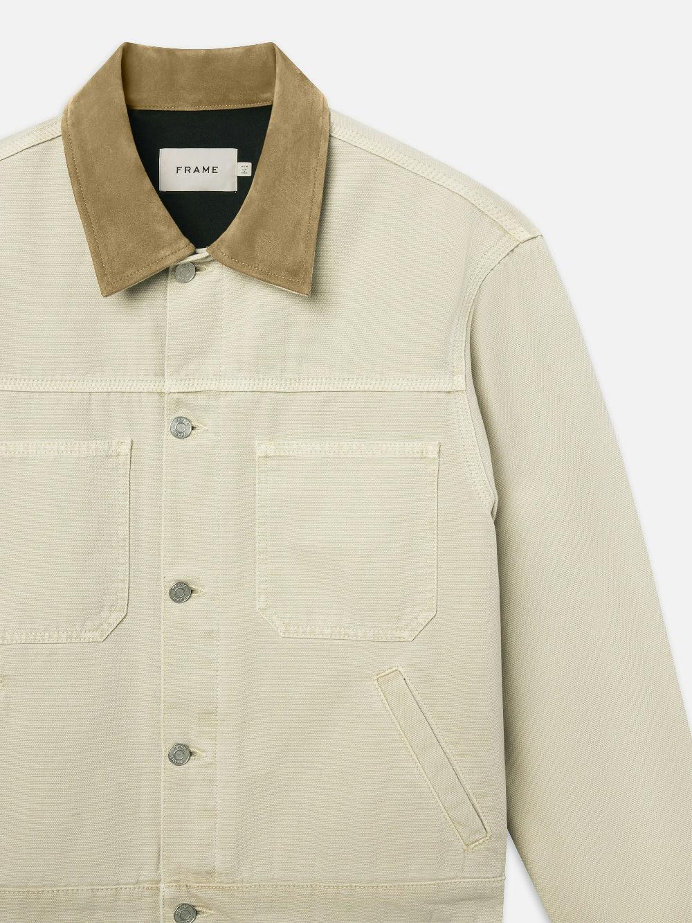 Frame Canvas Utility Jacket In Beach Sand