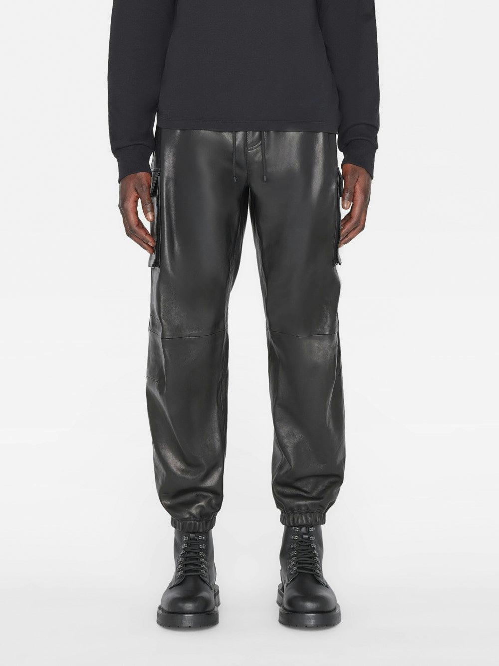 Frame Cargo Leather Pant In Noir