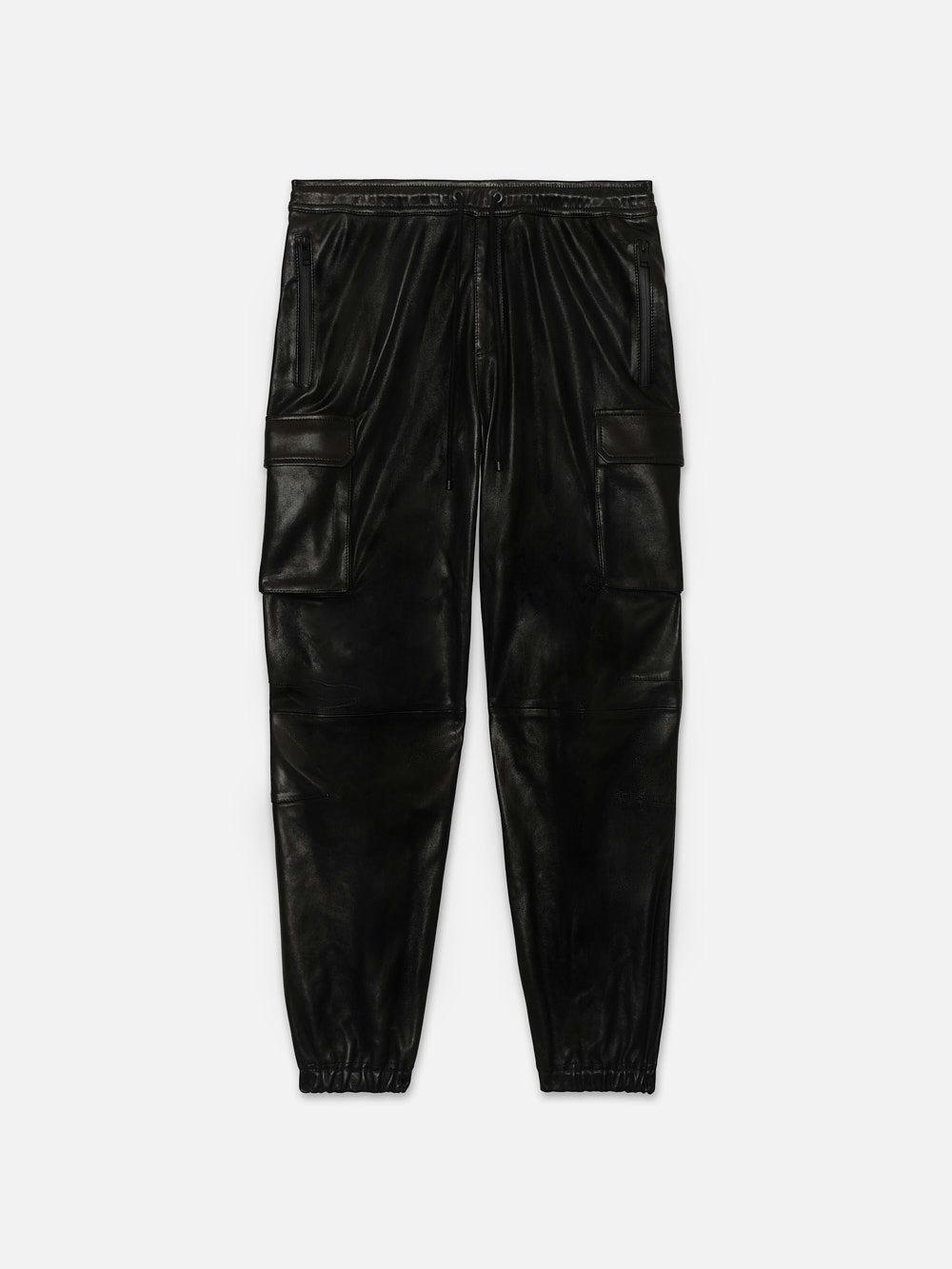 frame Cargo Leather Pant in Noir