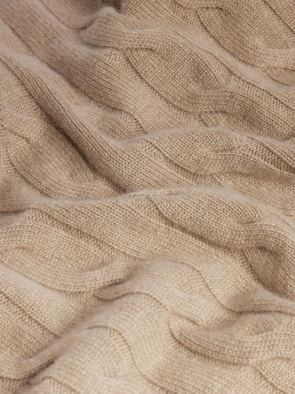 Frame Cashmere Cable Crewneck In Light Brown