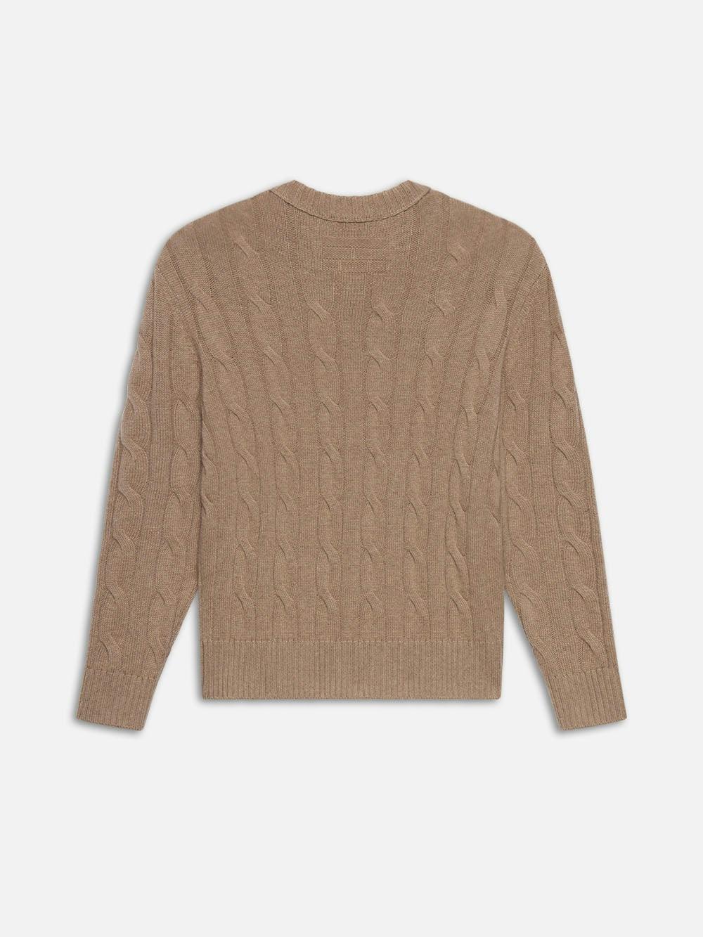 Frame Cashmere Cable Crewneck In Light Brown