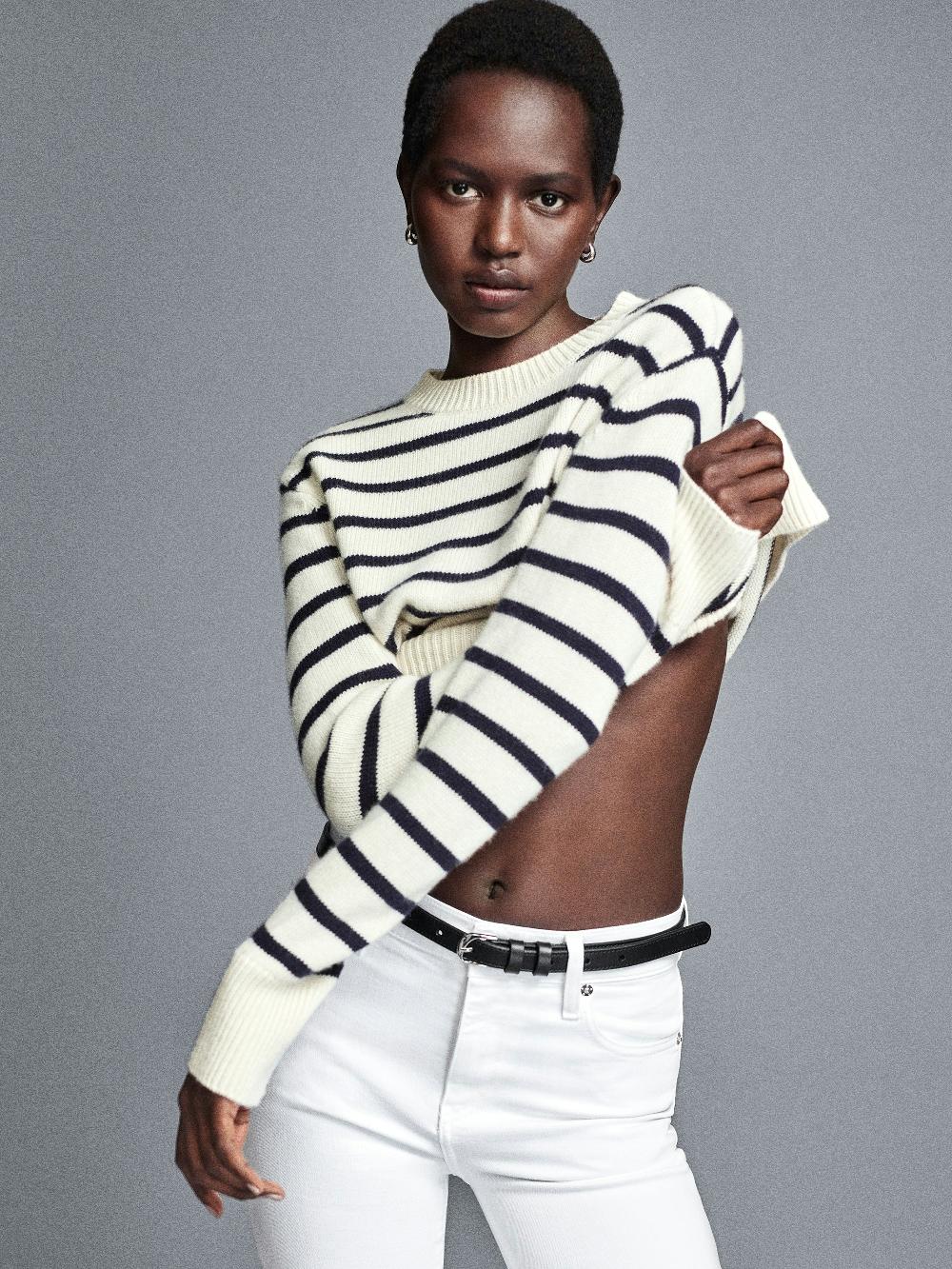 Frame Cashmere Clean Crew In Navy Multi