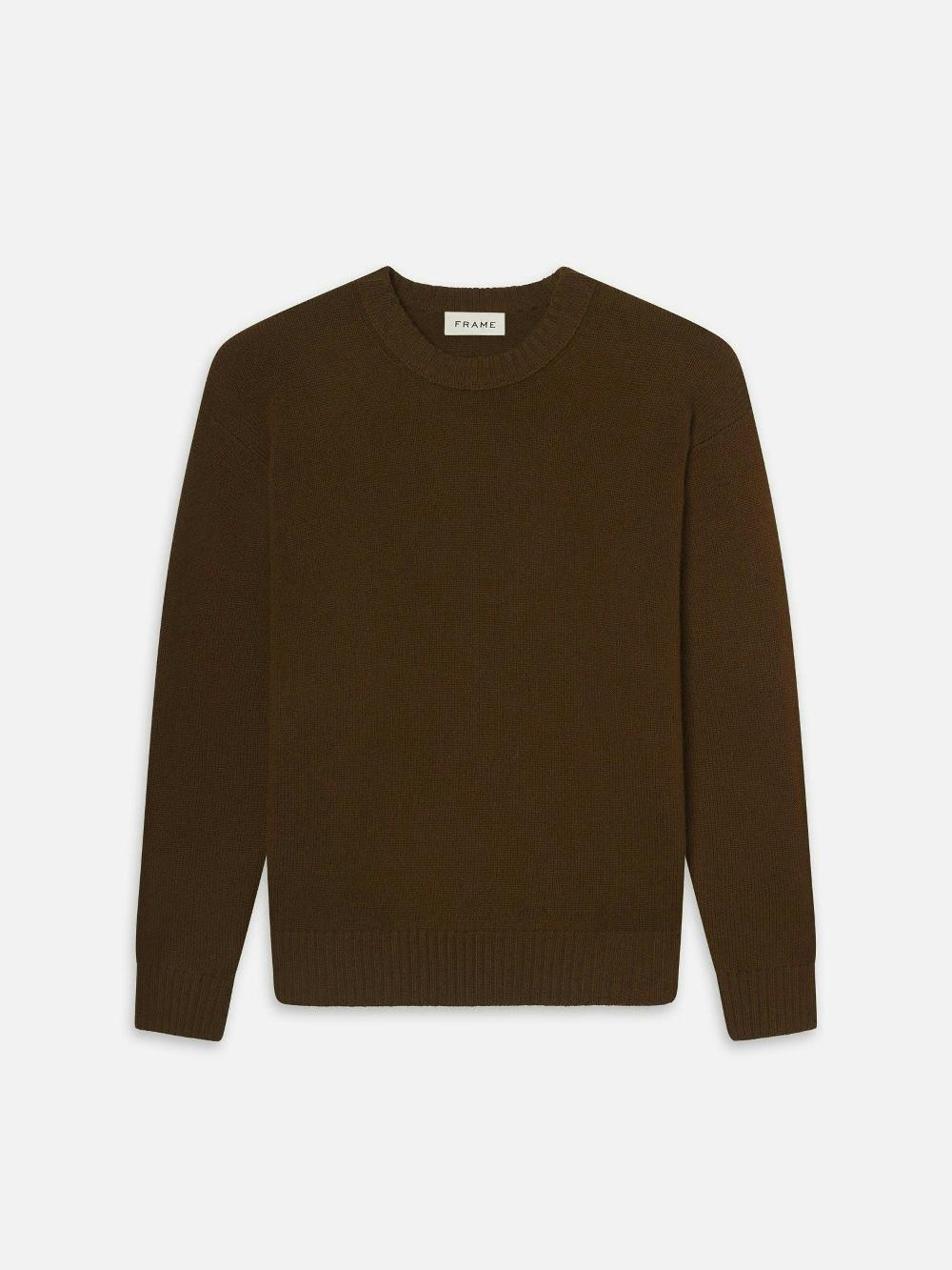 frame Cashmere Crewneck Sweater in Dark Camel