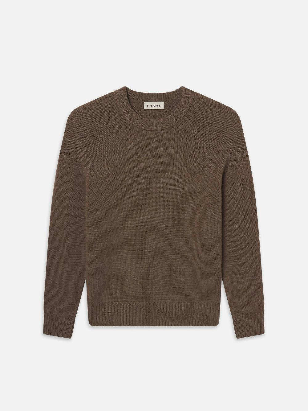 frame Cashmere Crewneck Sweater in Latte Brown