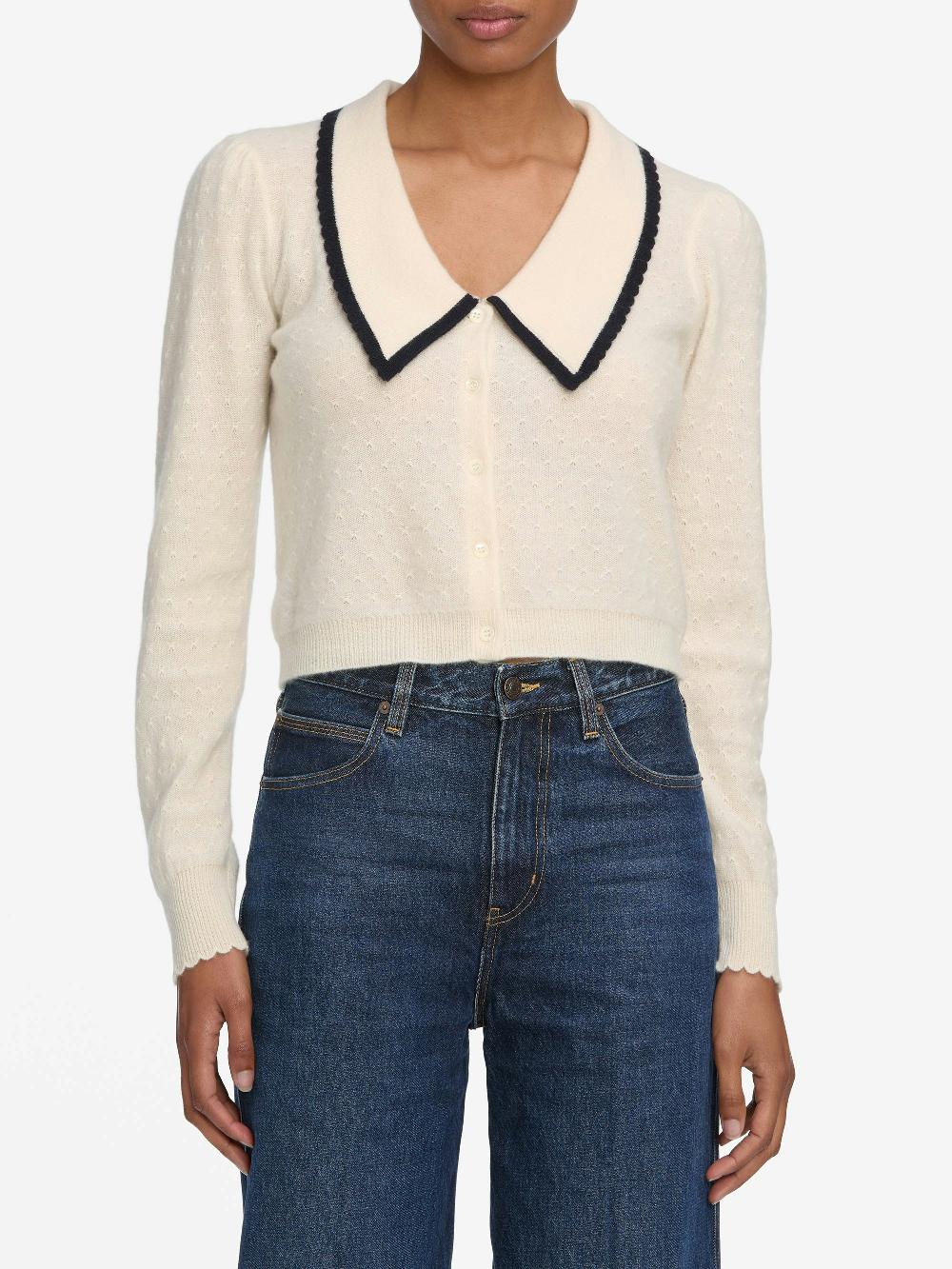 Frame Cashmere Sailor Sweater In Cream Multi