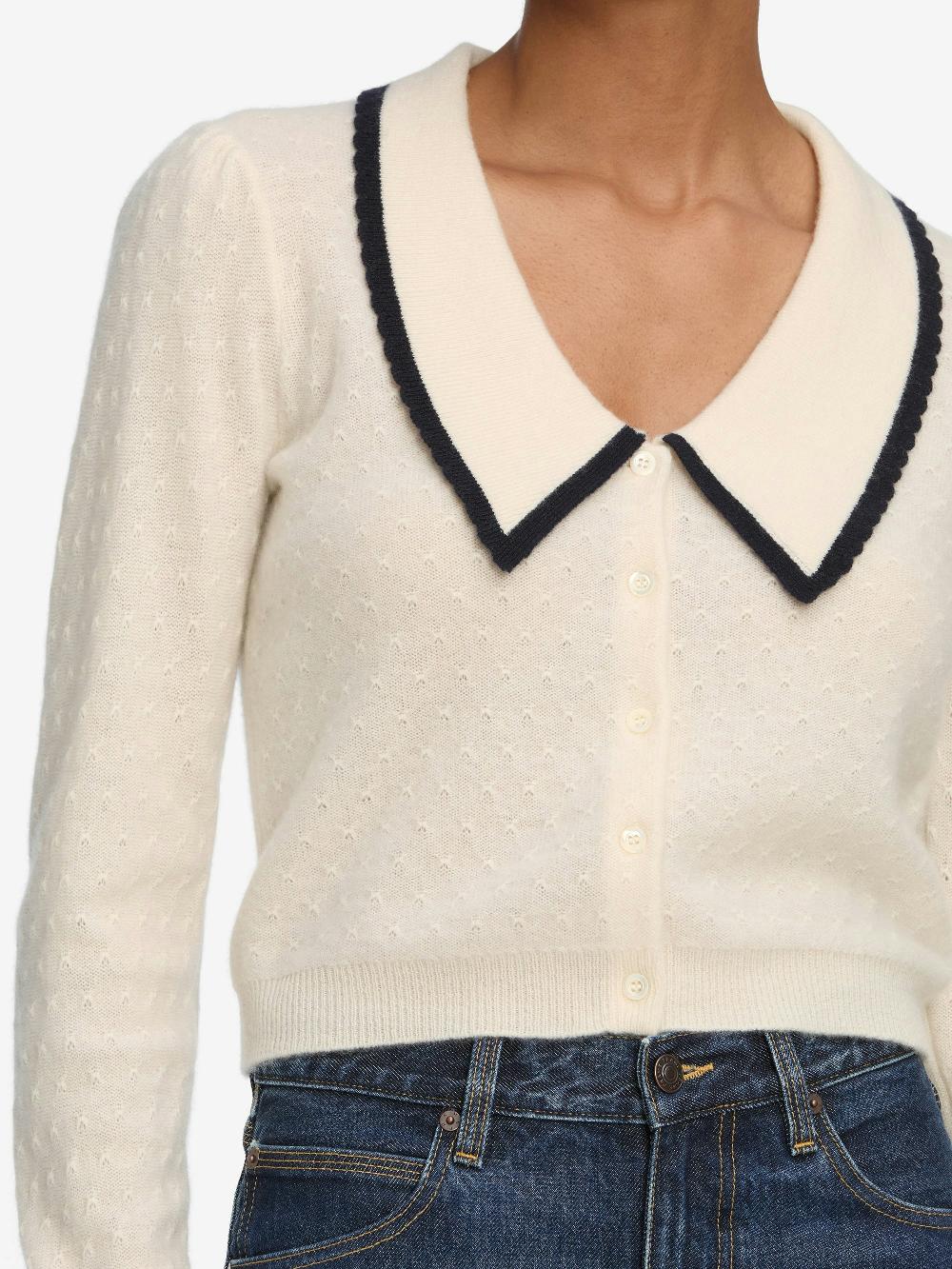 Frame Cashmere Sailor Sweater In Cream Multi