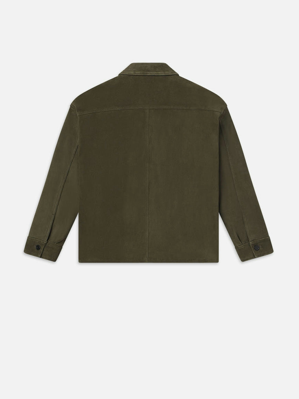 Frame Clean Suede Jacket In Dark Olive