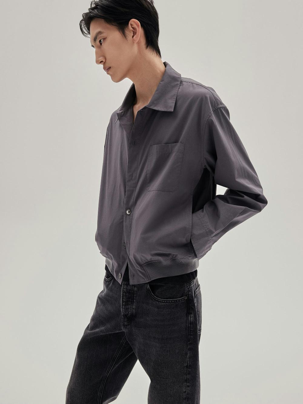 Frame Cotton Blouson In Cloud Grey