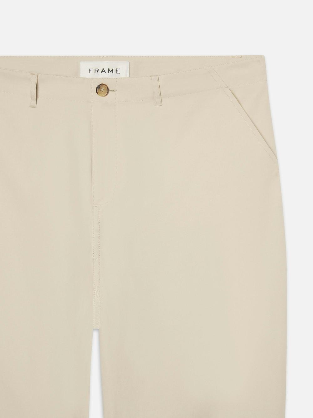 Frame Cotton Relaxed Trousers In Beige