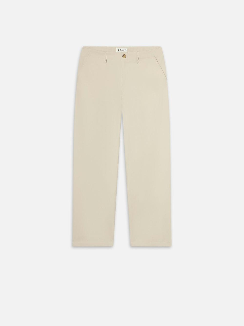 frame Cotton Relaxed Trousers in Beige