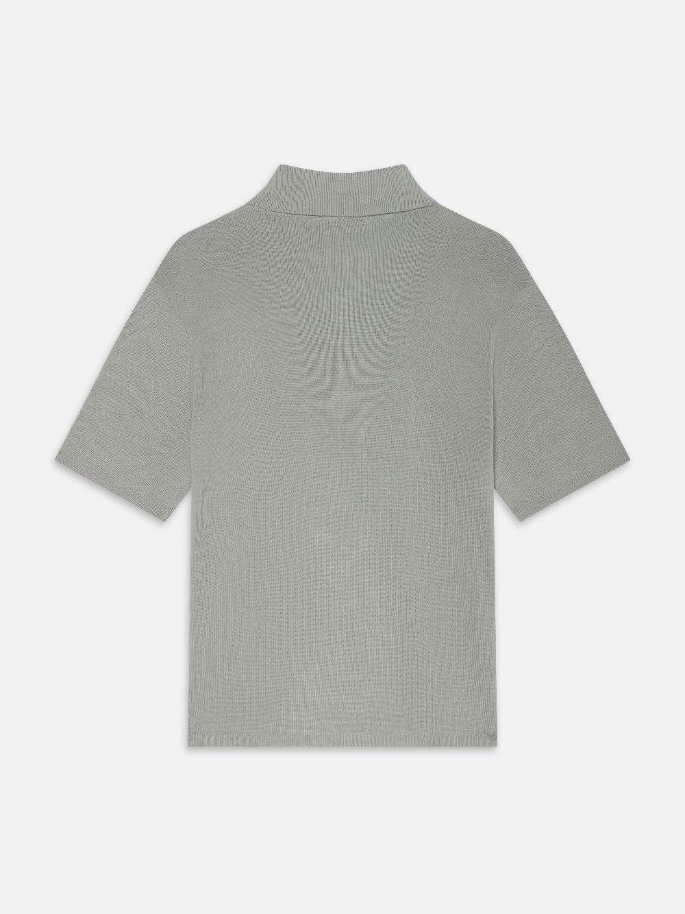 Frame Cotton Silk Polo Sweater In Grey Blue