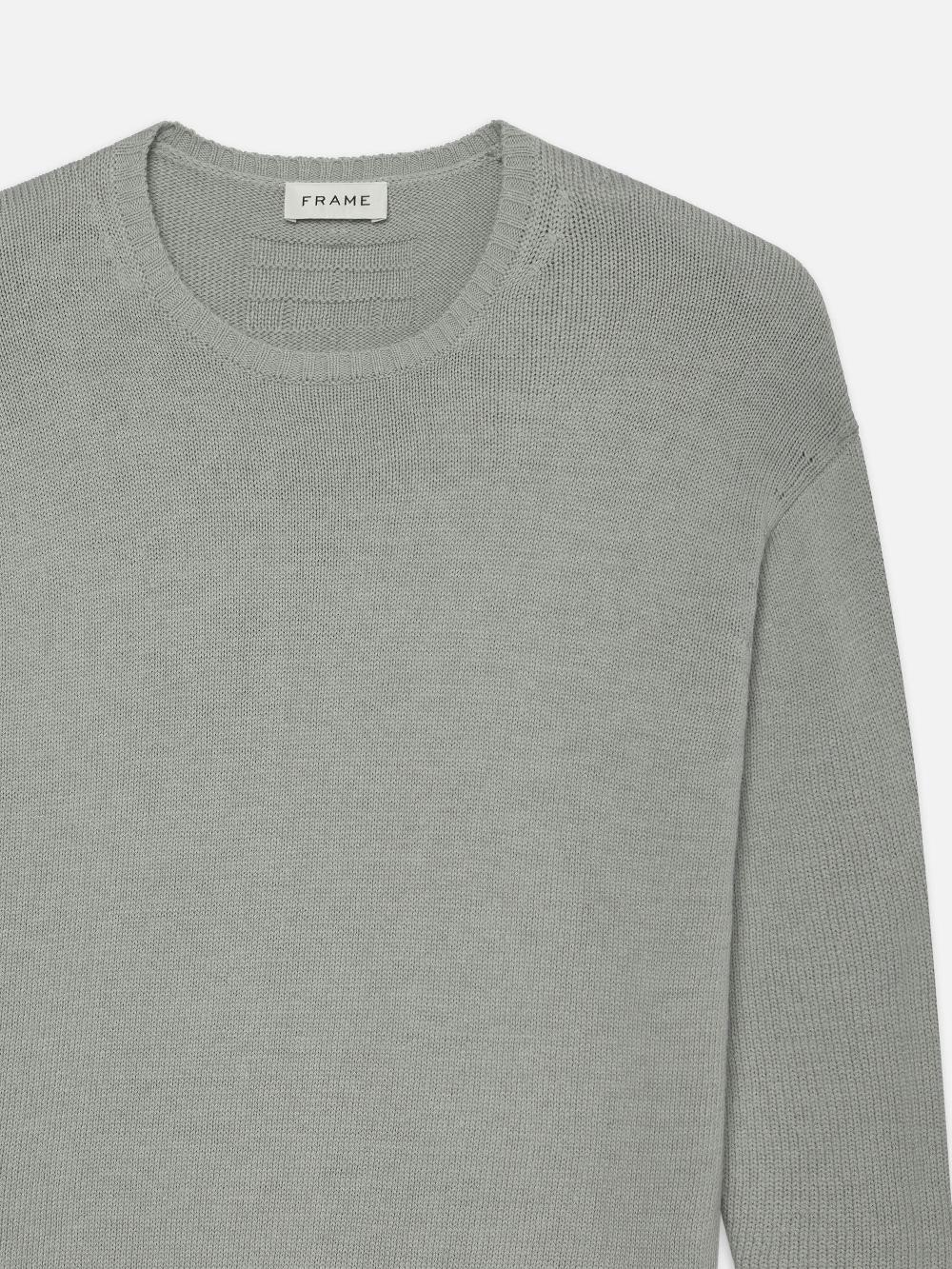 Frame Cotton Silk Sweater In Grey Blue