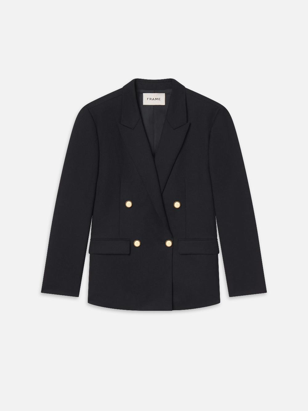 frame Double Breasted Blazer in Dark Navy