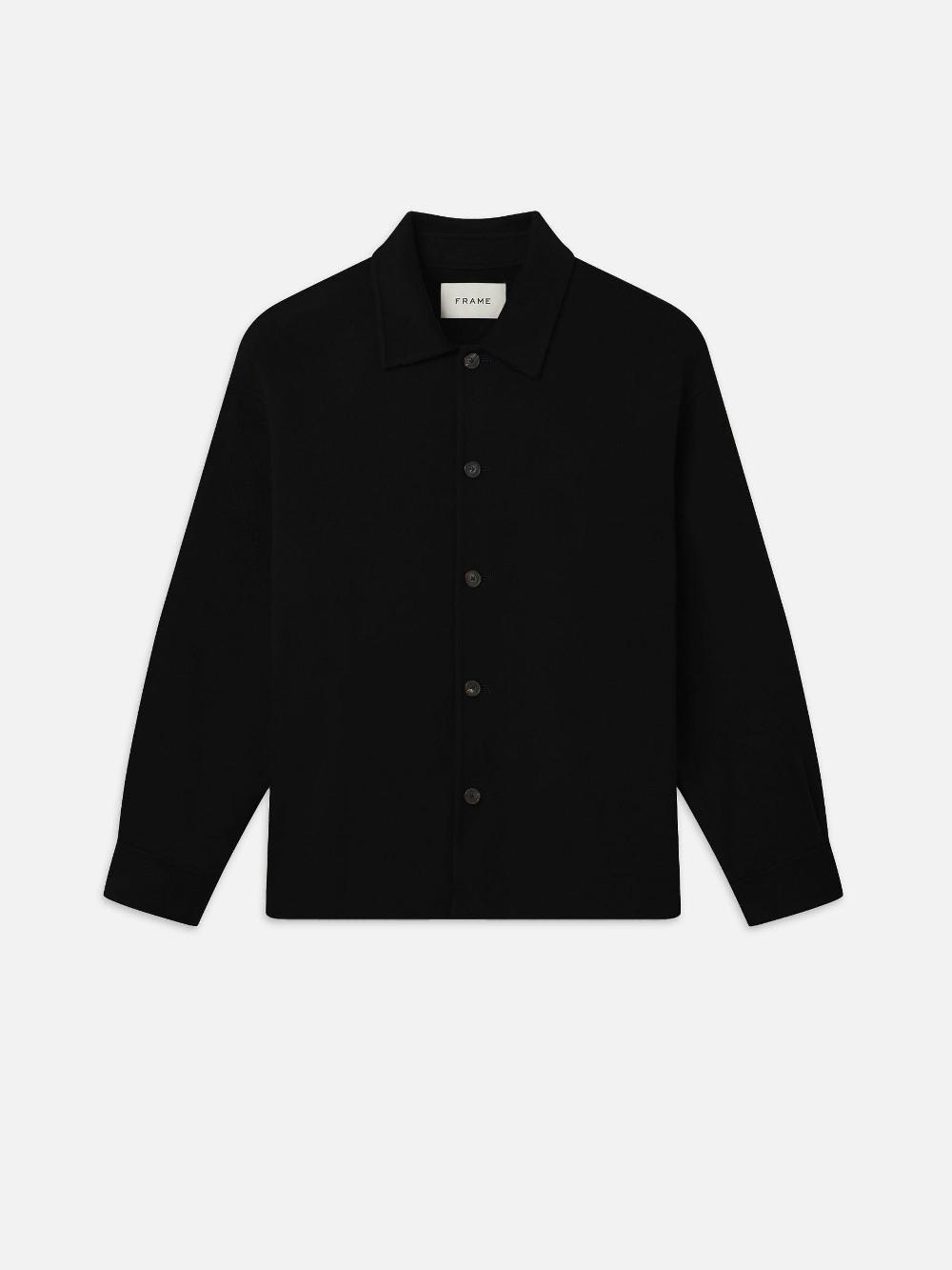 frame Double Face Shirt Jacket in Black