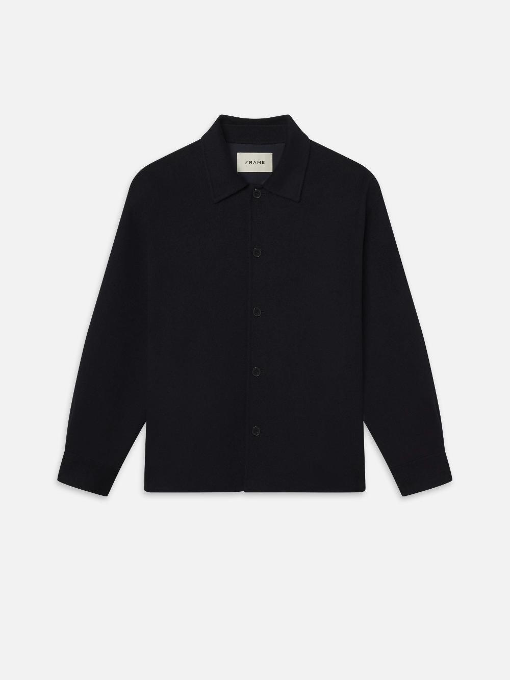 frame Double Face Shirt Jacket in Dark Navy