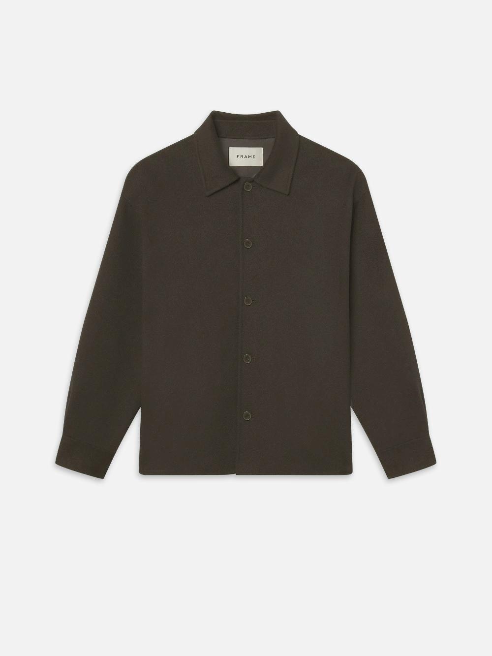 frame Double Face Shirt Jacket in Mocha